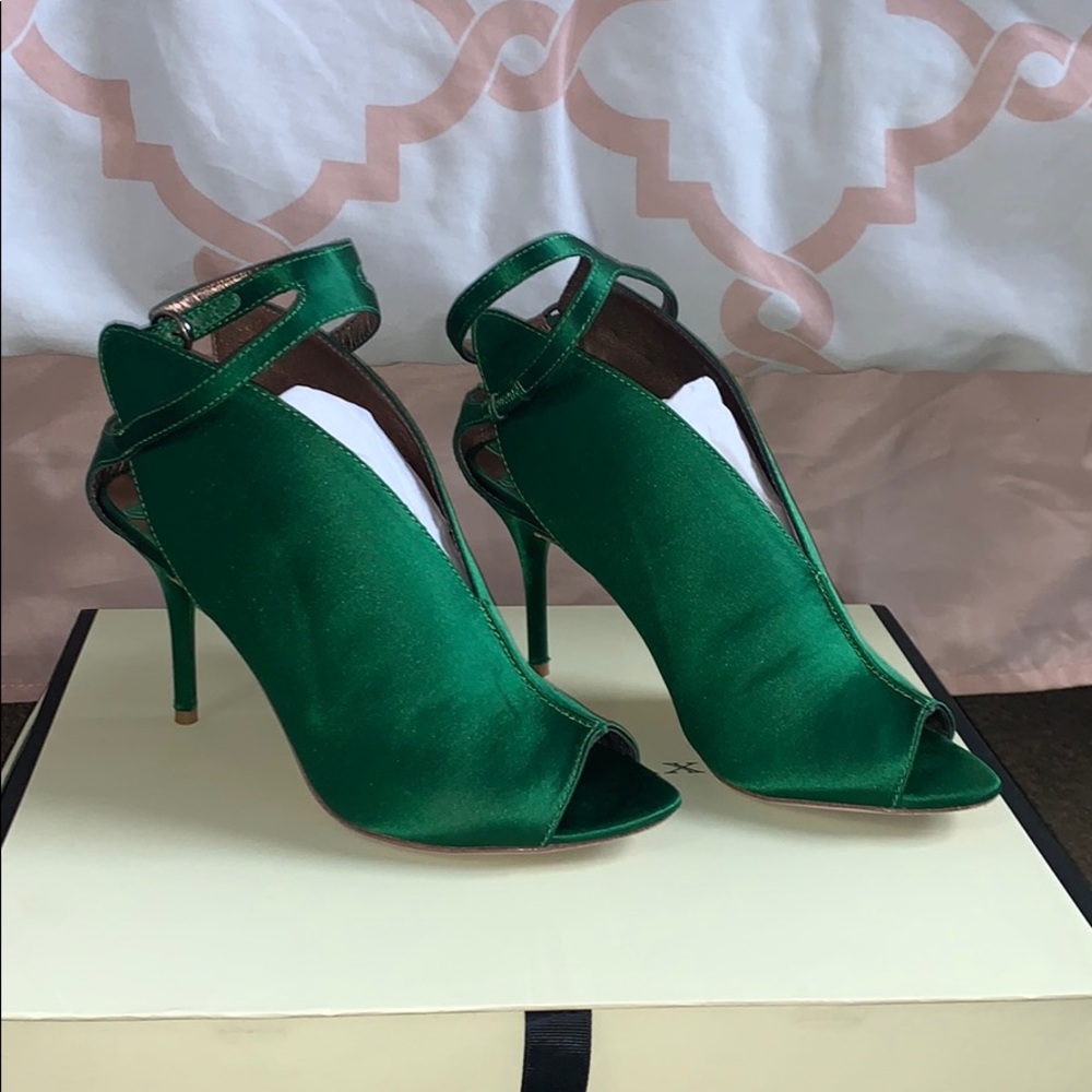 Leon Max Green Satin Heels